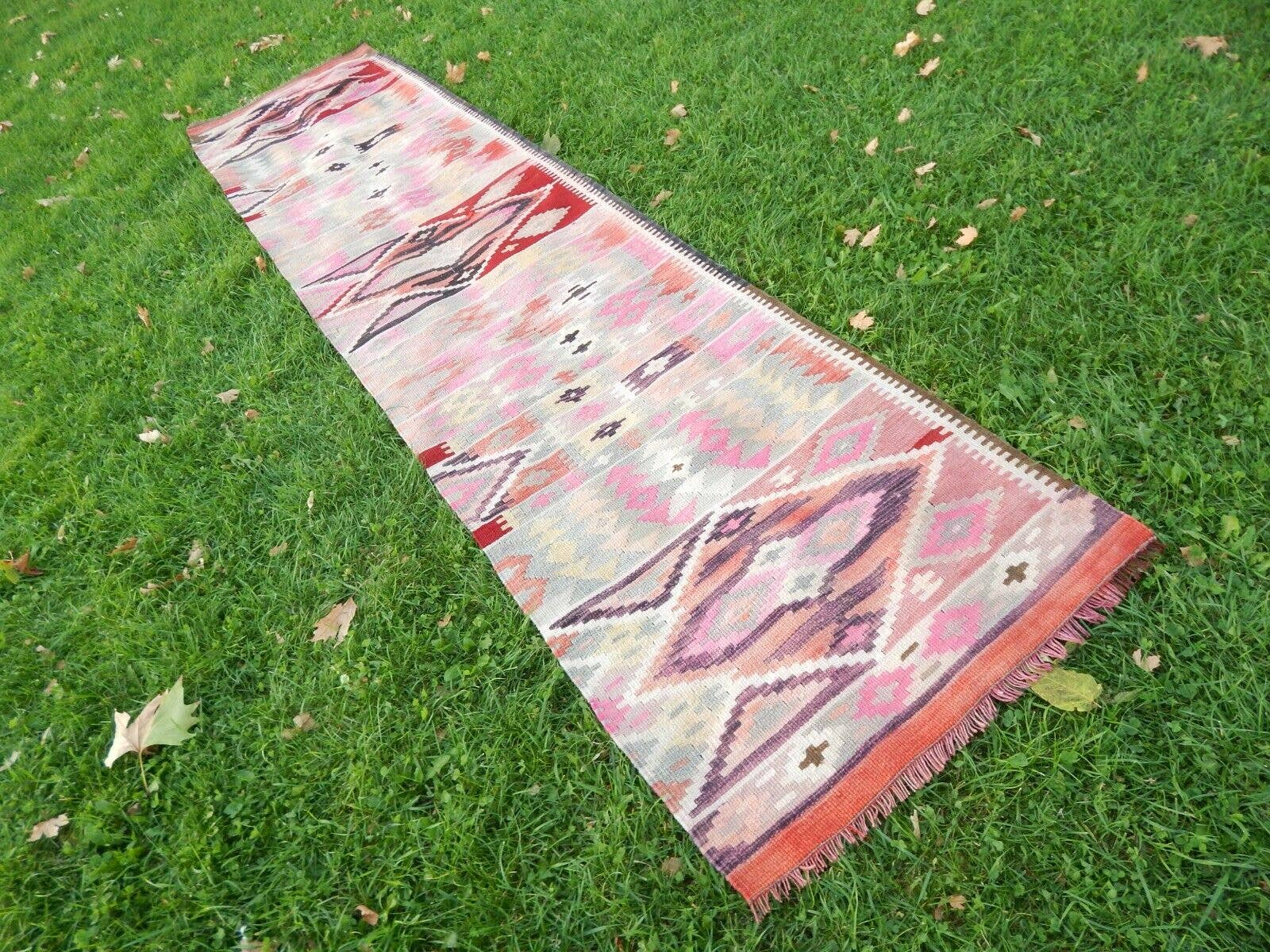 Vintage Turkish Kilim Runner 2'7'' x 10'7''