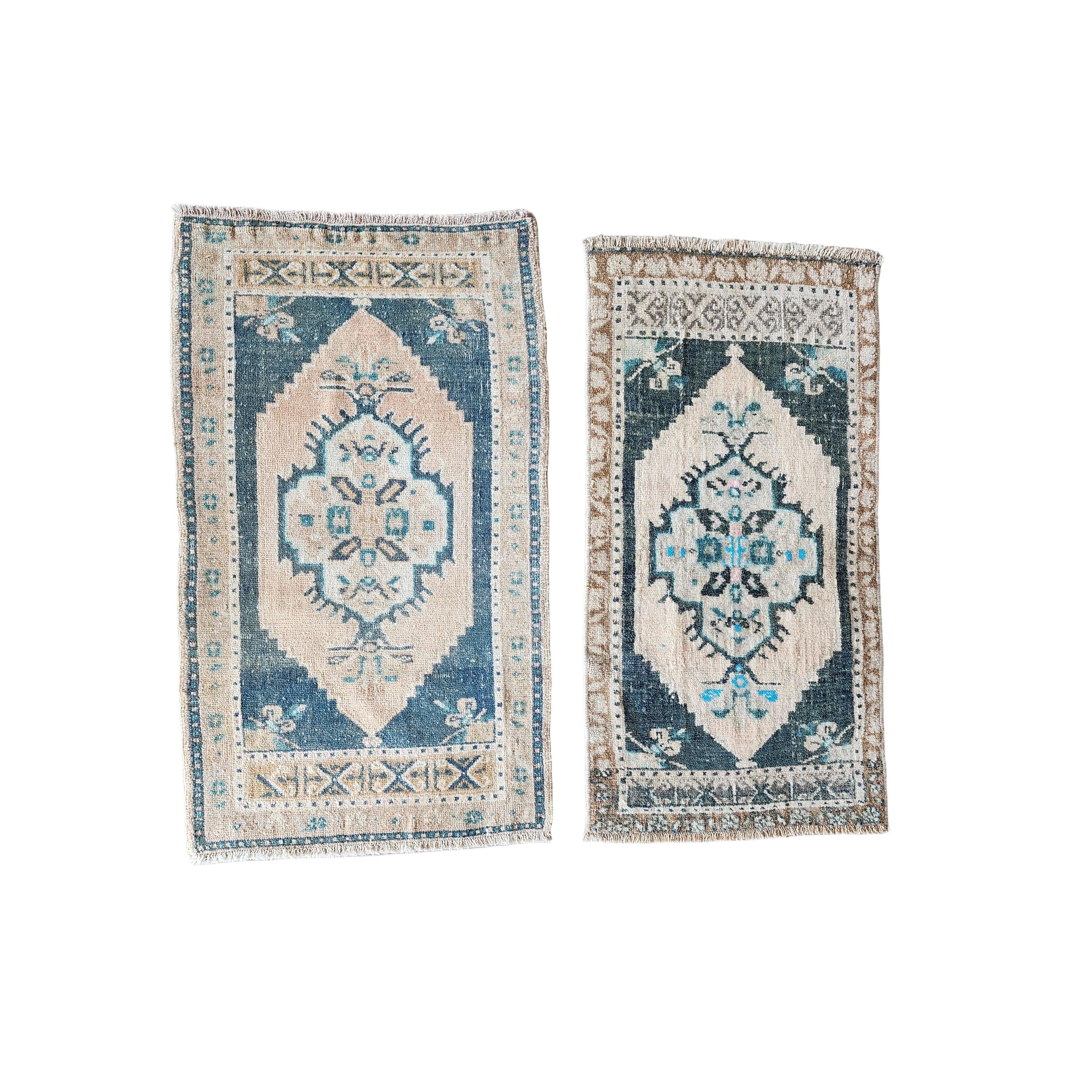 Vintage Turkish Yastik Rugs Set of 2 | 20'' x 38''