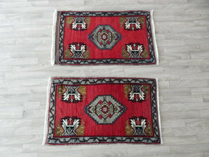 Vintage Turkish Yastik Rugs Set of 2 | 21'' x 34''