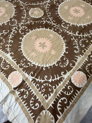 Hand-Embroidered Suzani Wall Hanging & Bedspread 7'5'' x 12'2''