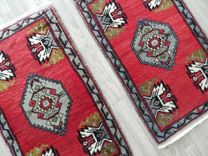 Vintage Turkish Yastik Rugs Set of 2 | 21'' x 34''