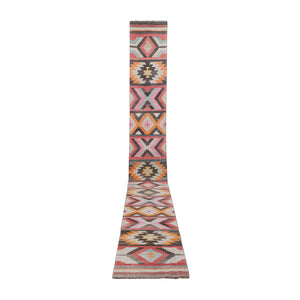 Vintage Turkish Kilim Runner 2'4'' x 21'6''