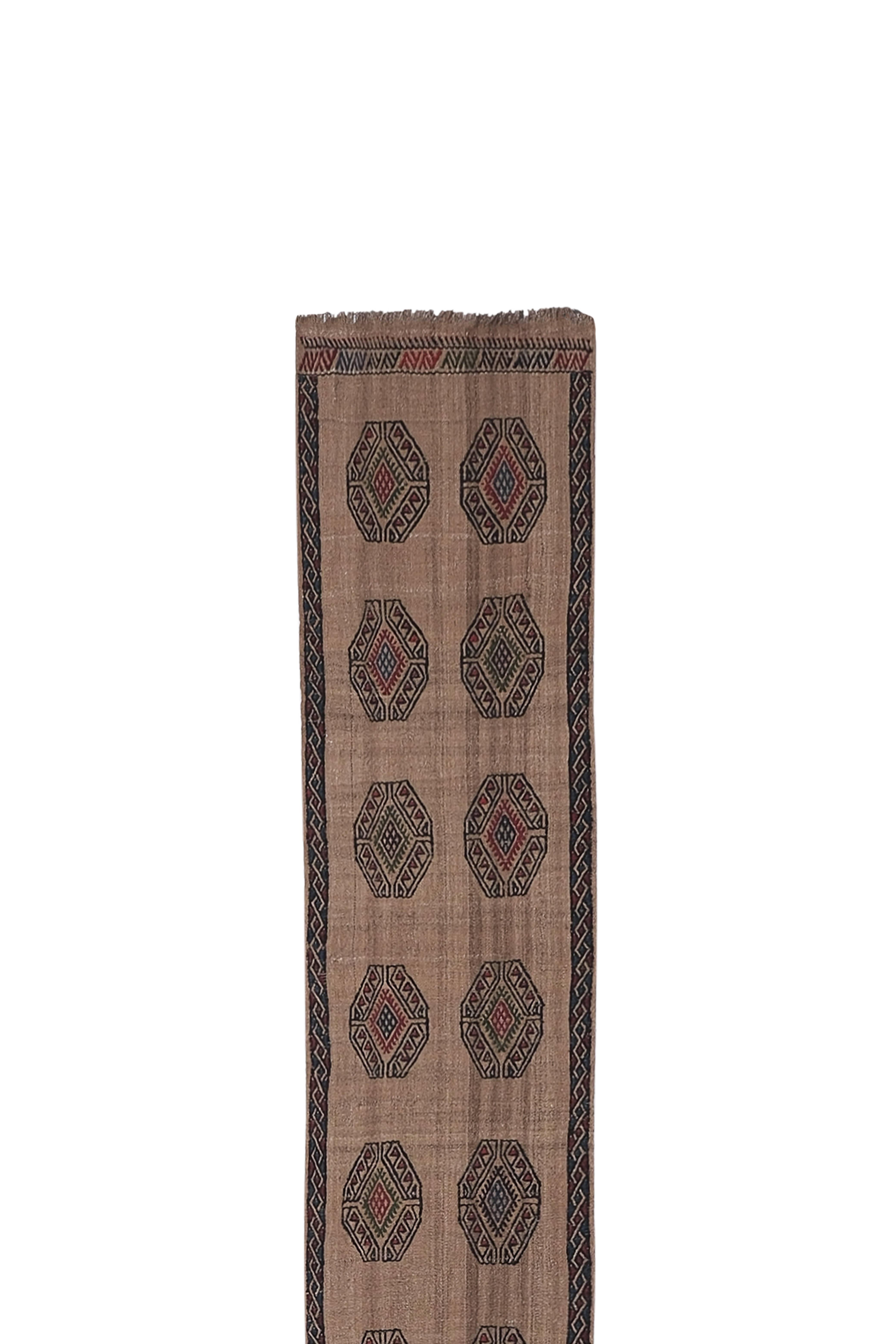 Vintage Turkish Kilim Runner 1'4'' x 13'1''