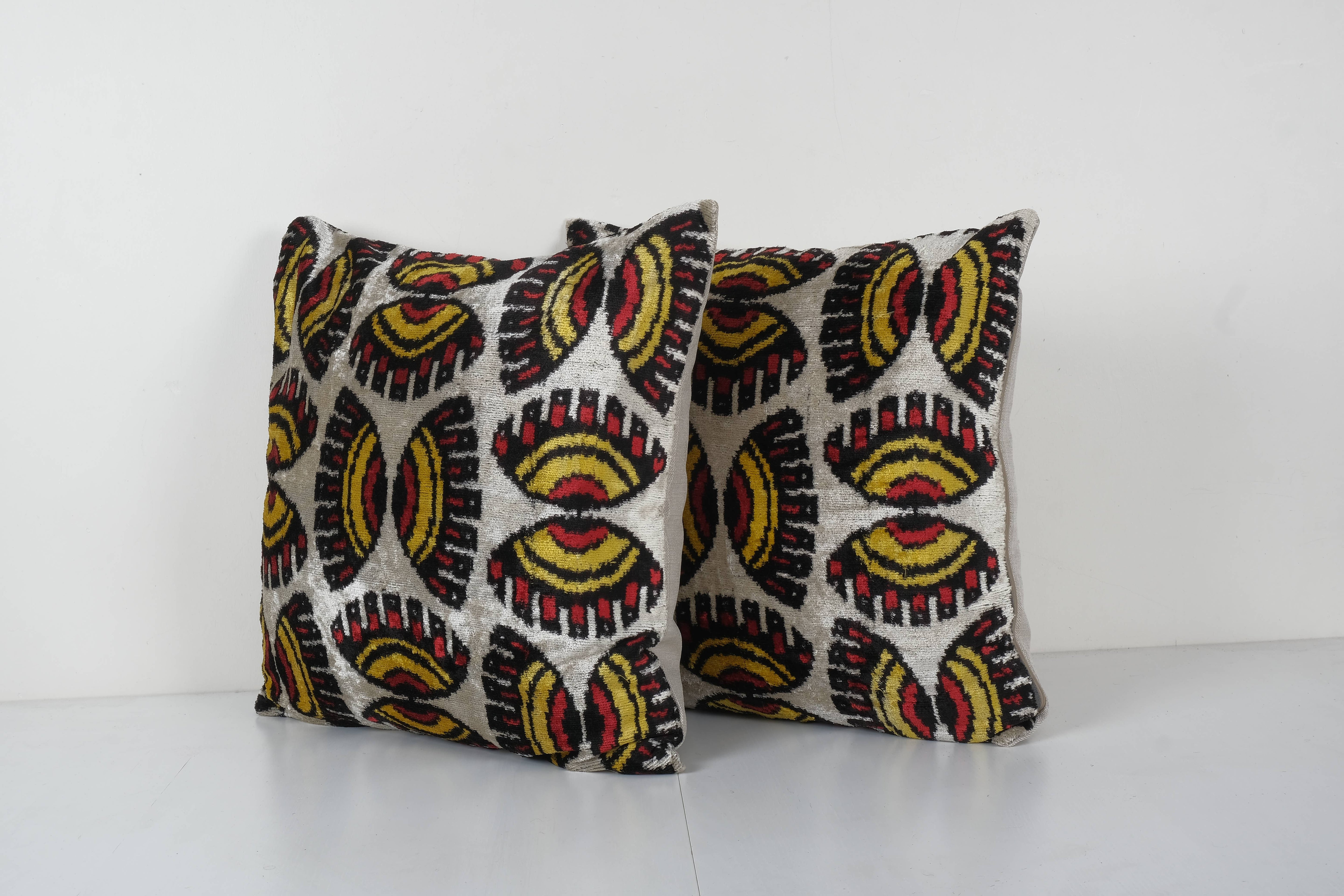 Silk Ikat Velvet Pillow Cover Set of 2 | 21'' x 22''