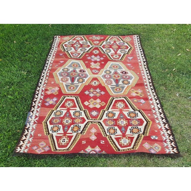 Vintage Turkish Kilim Rug 4'7'' x 6'3''