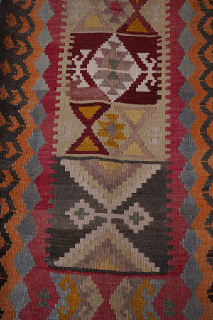 Vintage Turkish Kilim Runner 2'8'' x 16'7''