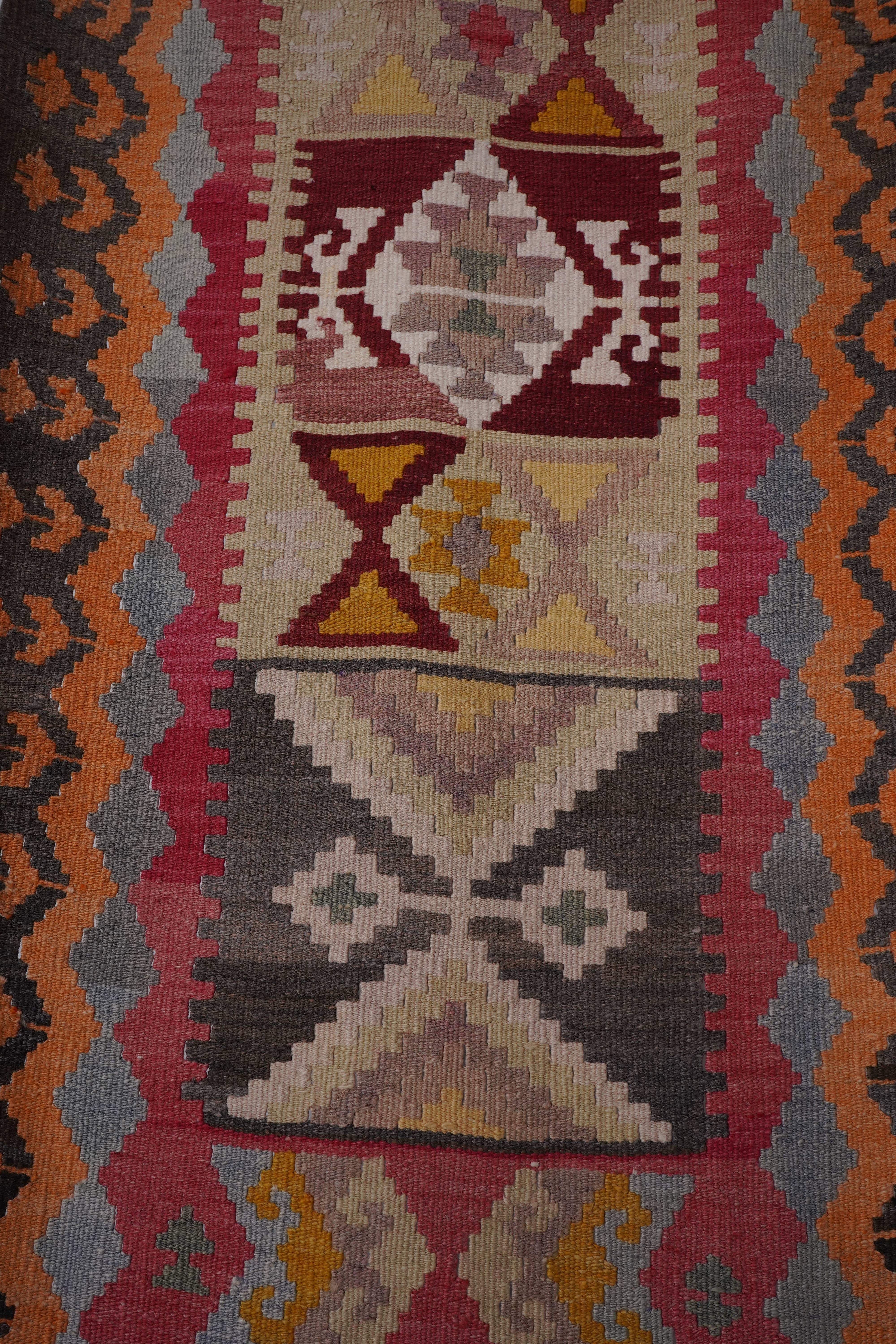 Vintage Turkish Kilim Runner 2'8'' x 16'7''