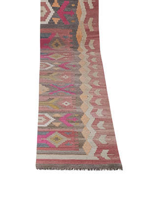 Vintage Turkish Kilim Runner 2'6'' x 21'1''