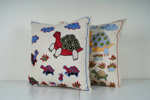 Turtle Suzani Pillow Cover | 19'' x 19''