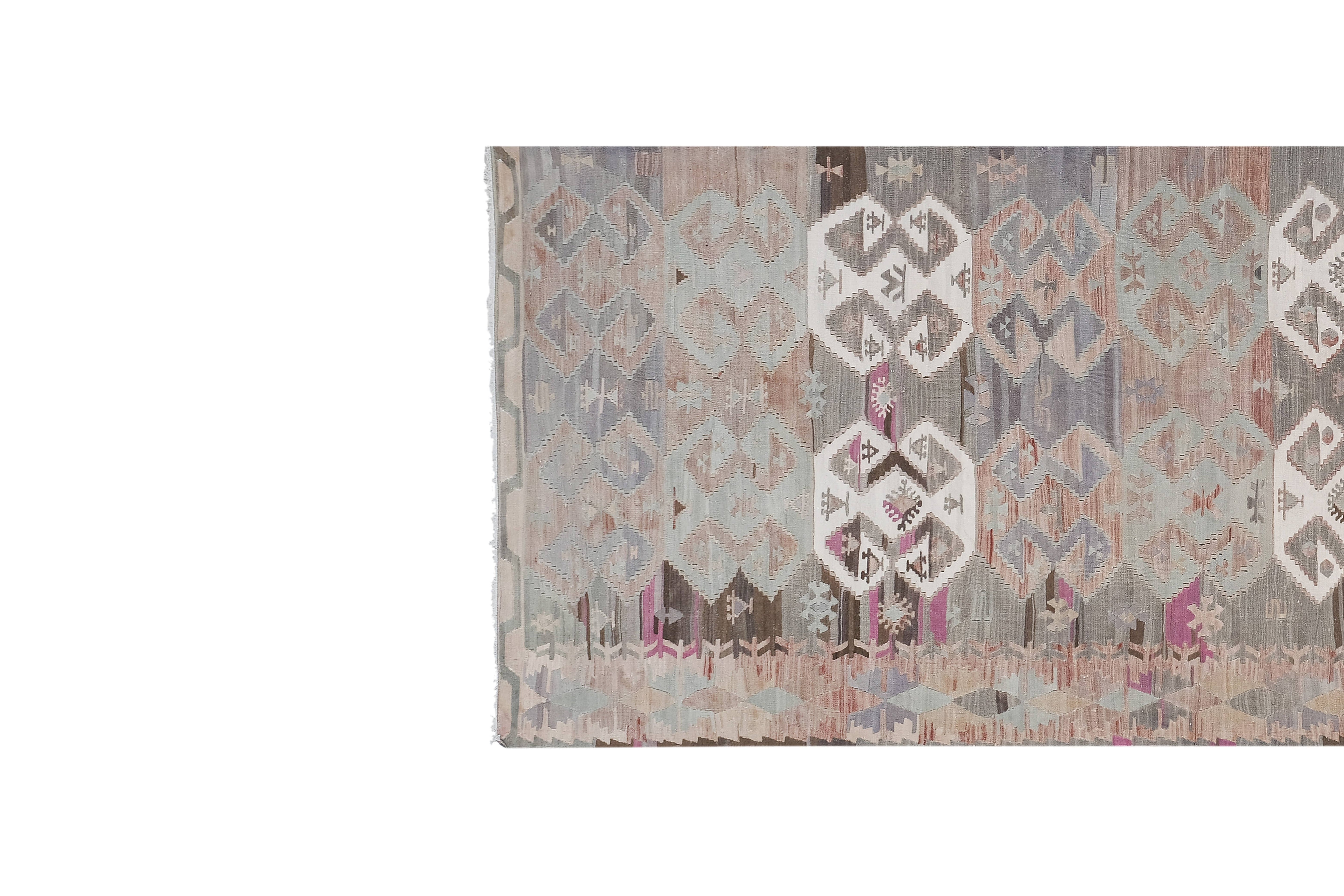 Vintage Turkish Kilim Runner 4'8'' x 13'9''