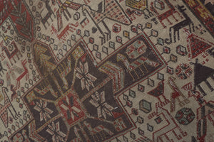 Vintage Animal Pattern Soumac Kilim Runner 3'7'' x 9'1''
