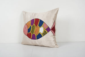 Fish Silk Suzani Pillow Cover | 19'' x 19''