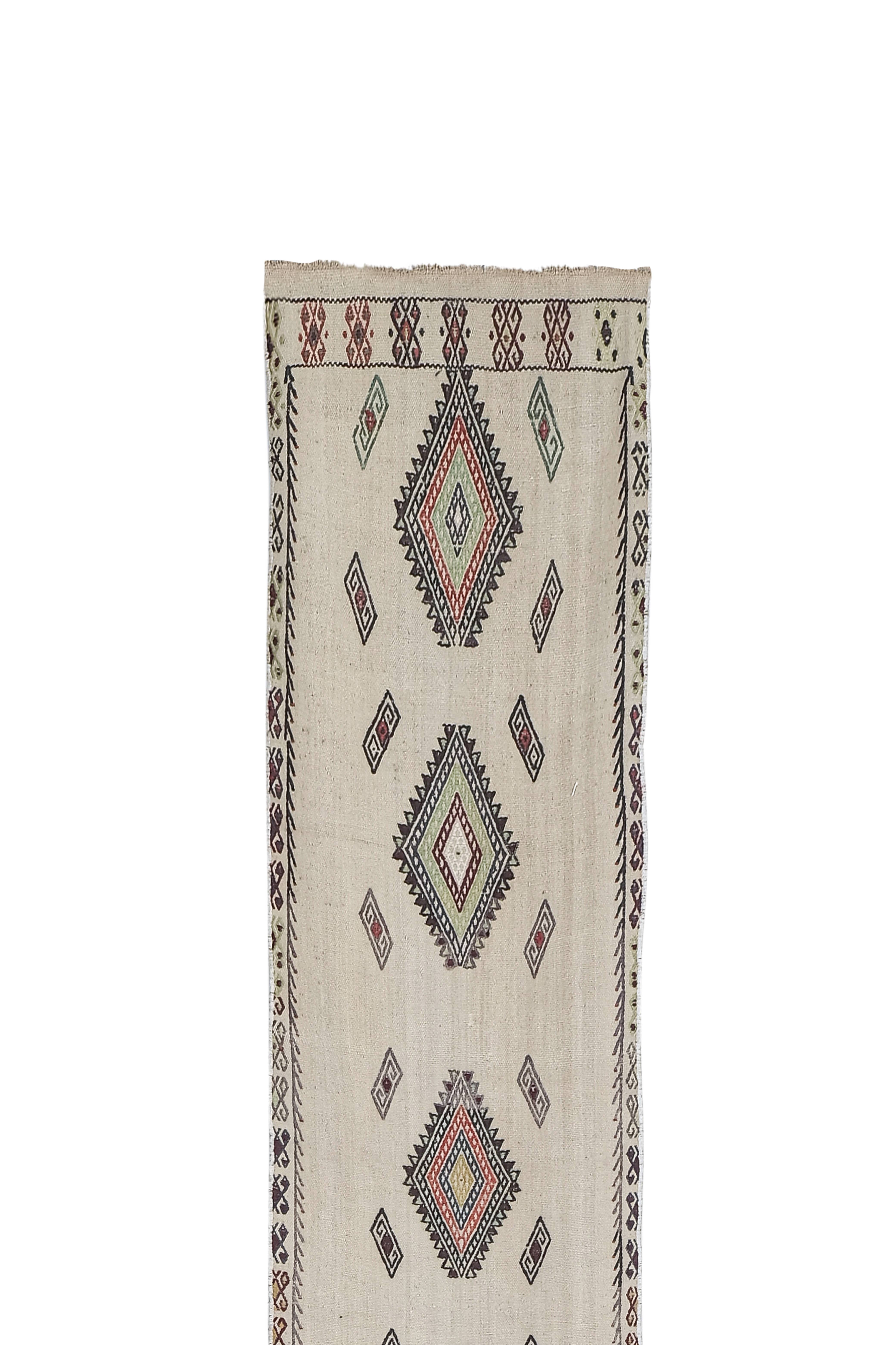 Vintage Turkish Kilim Runner 1'11'' x 13'8''