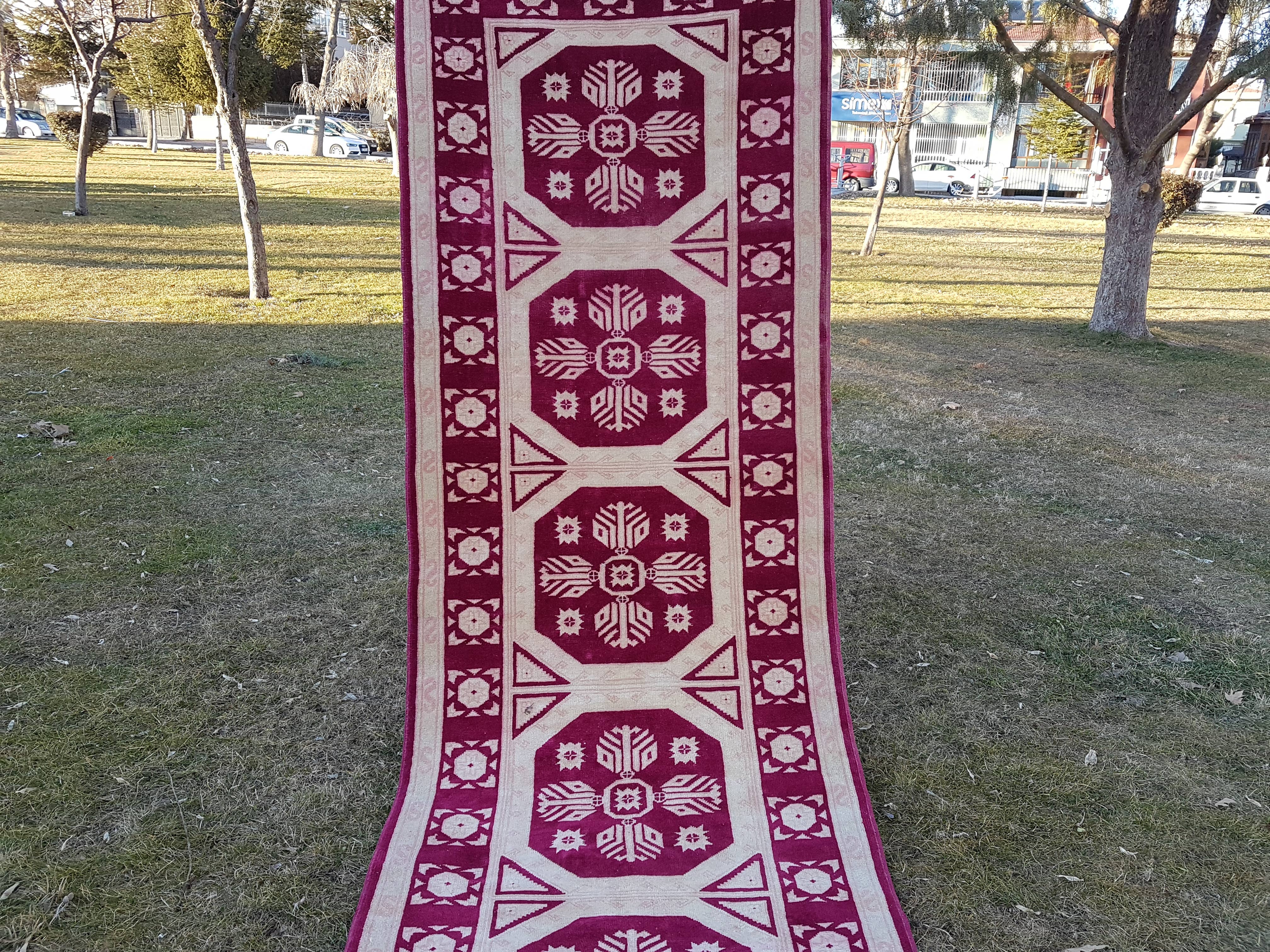 Vintage Kurdish Runner Rug 3'4'' x 12'2''