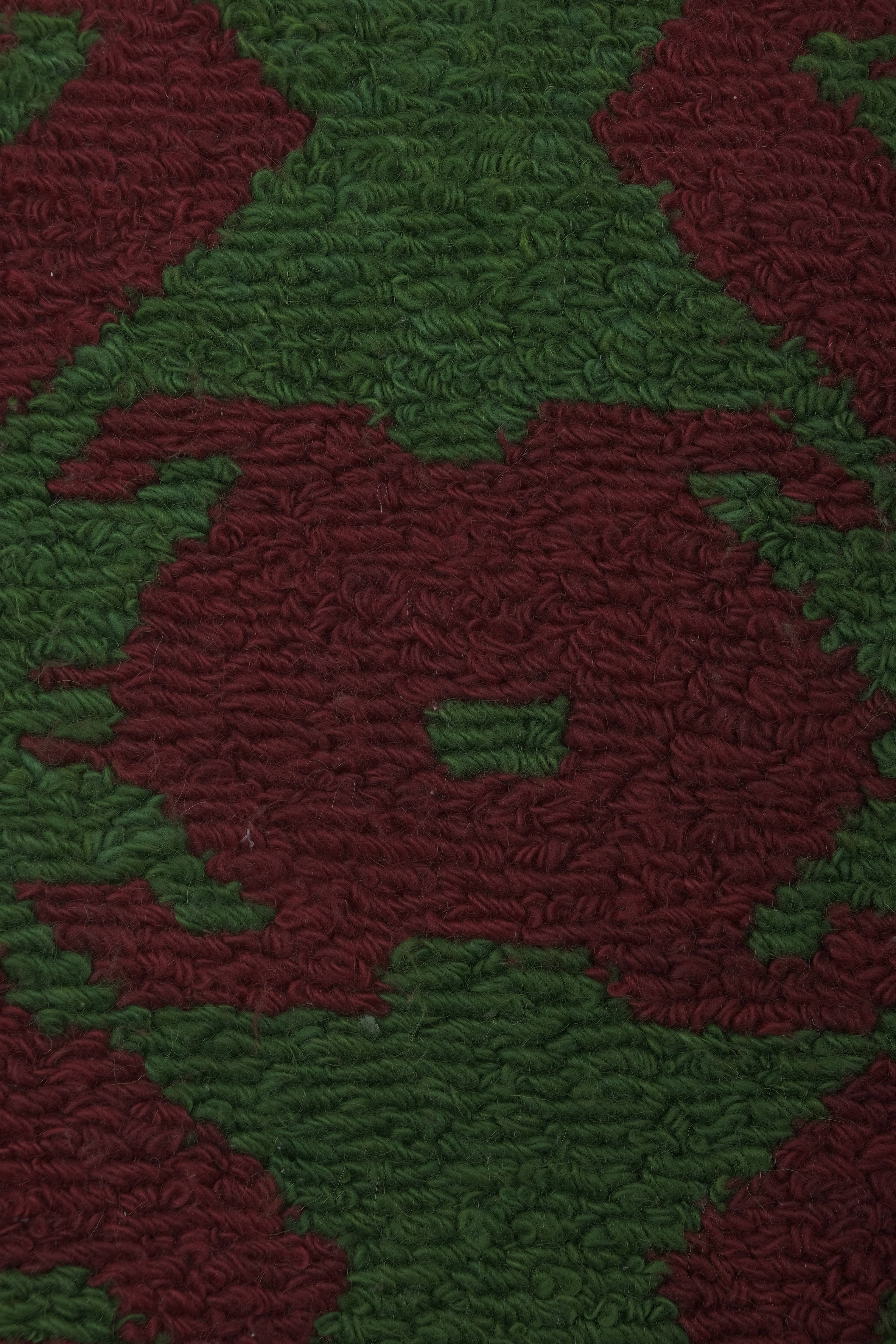 Vintage Checkered Turkish Tulu Rug 4' x 5'1''