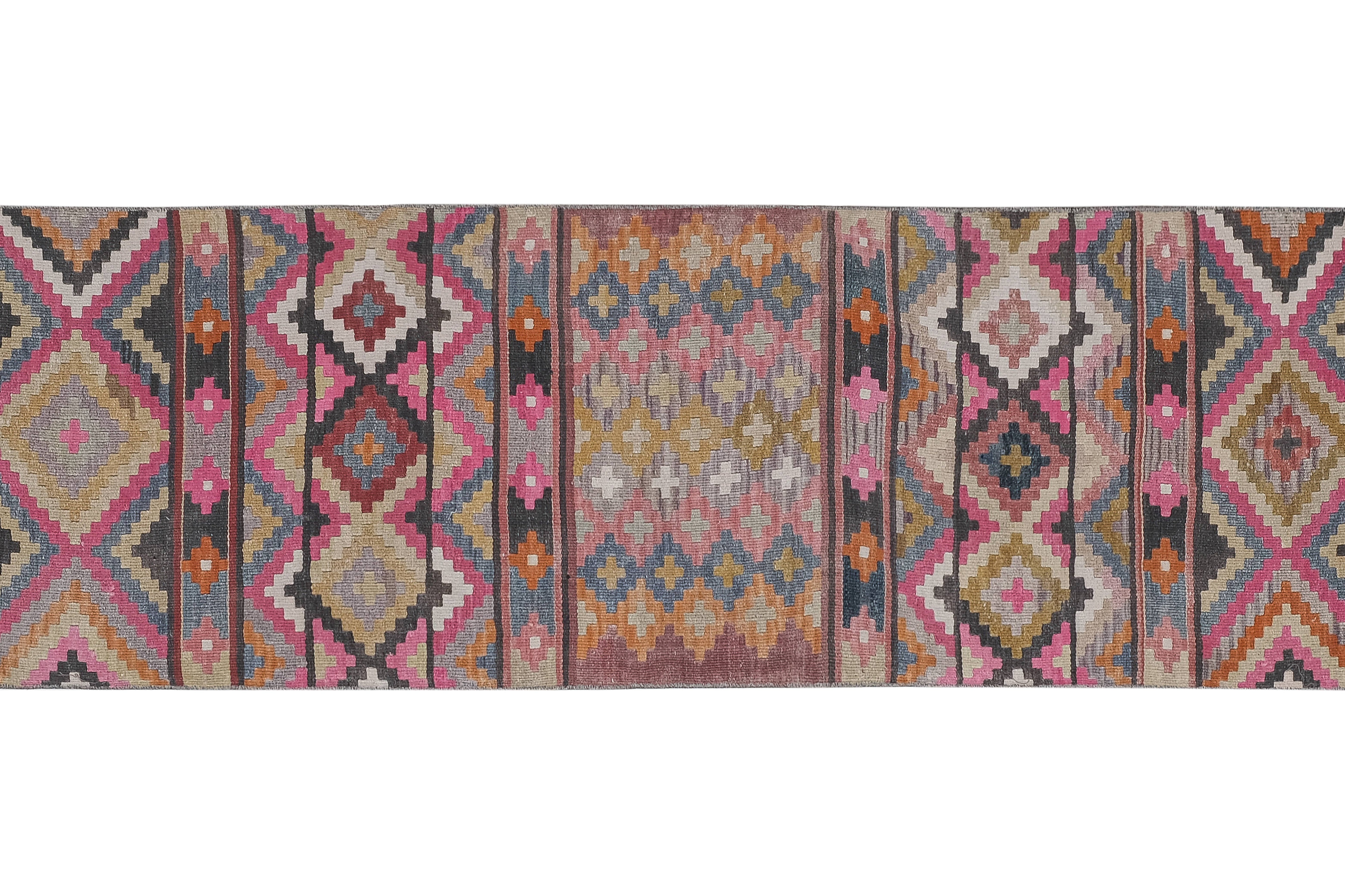 Vintage Turkish Kilim Runner 2'6'' x 12'2''