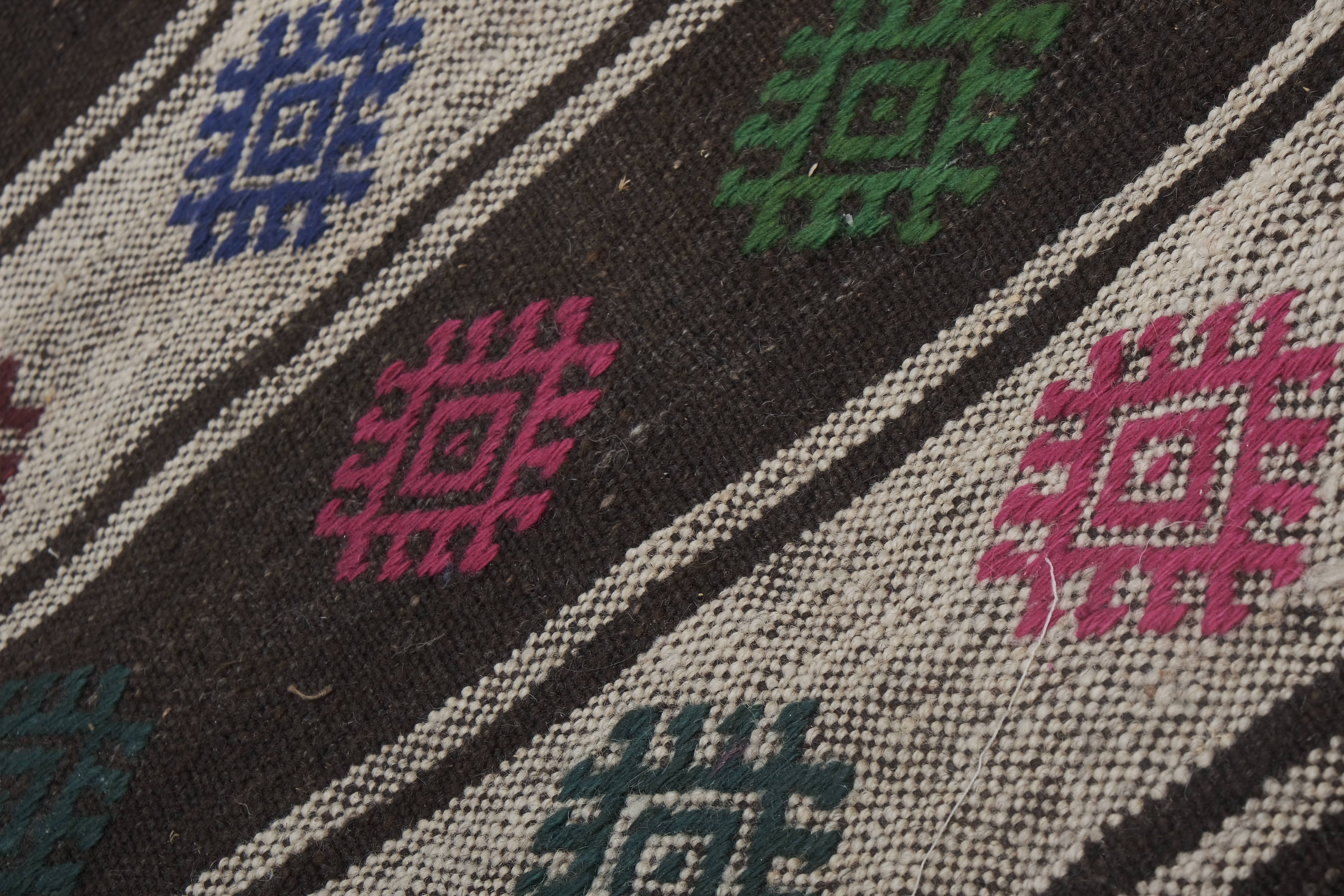 Vintage Turkish Kilim Runner 2'1'' x 6'6''