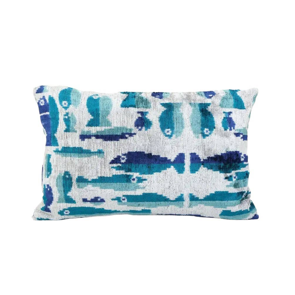 Fish Silk Ikat Velvet Pillow Cover | 16'' x 24''
