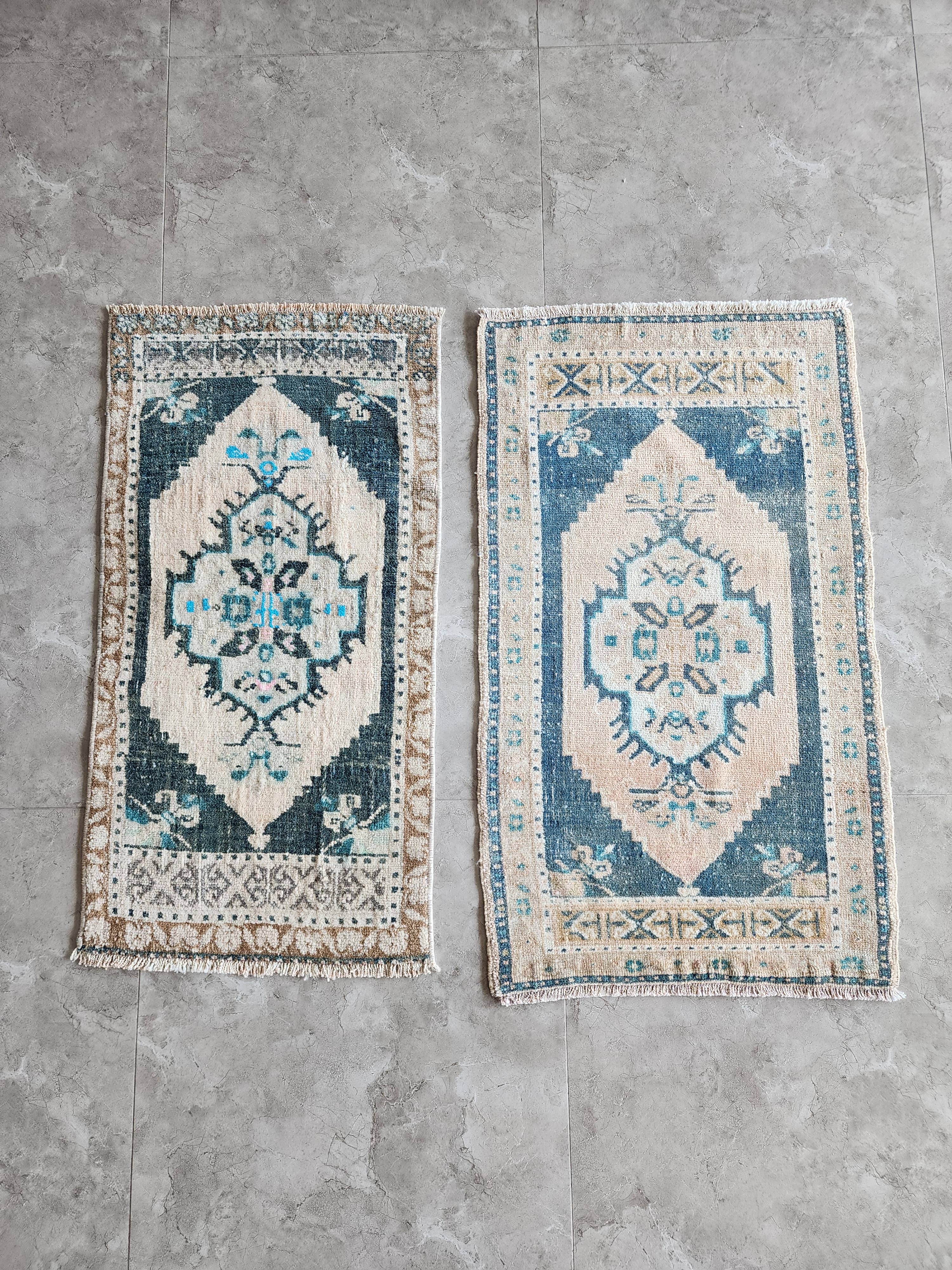 Vintage Turkish Yastik Rugs Set of 2 | 20'' x 38''