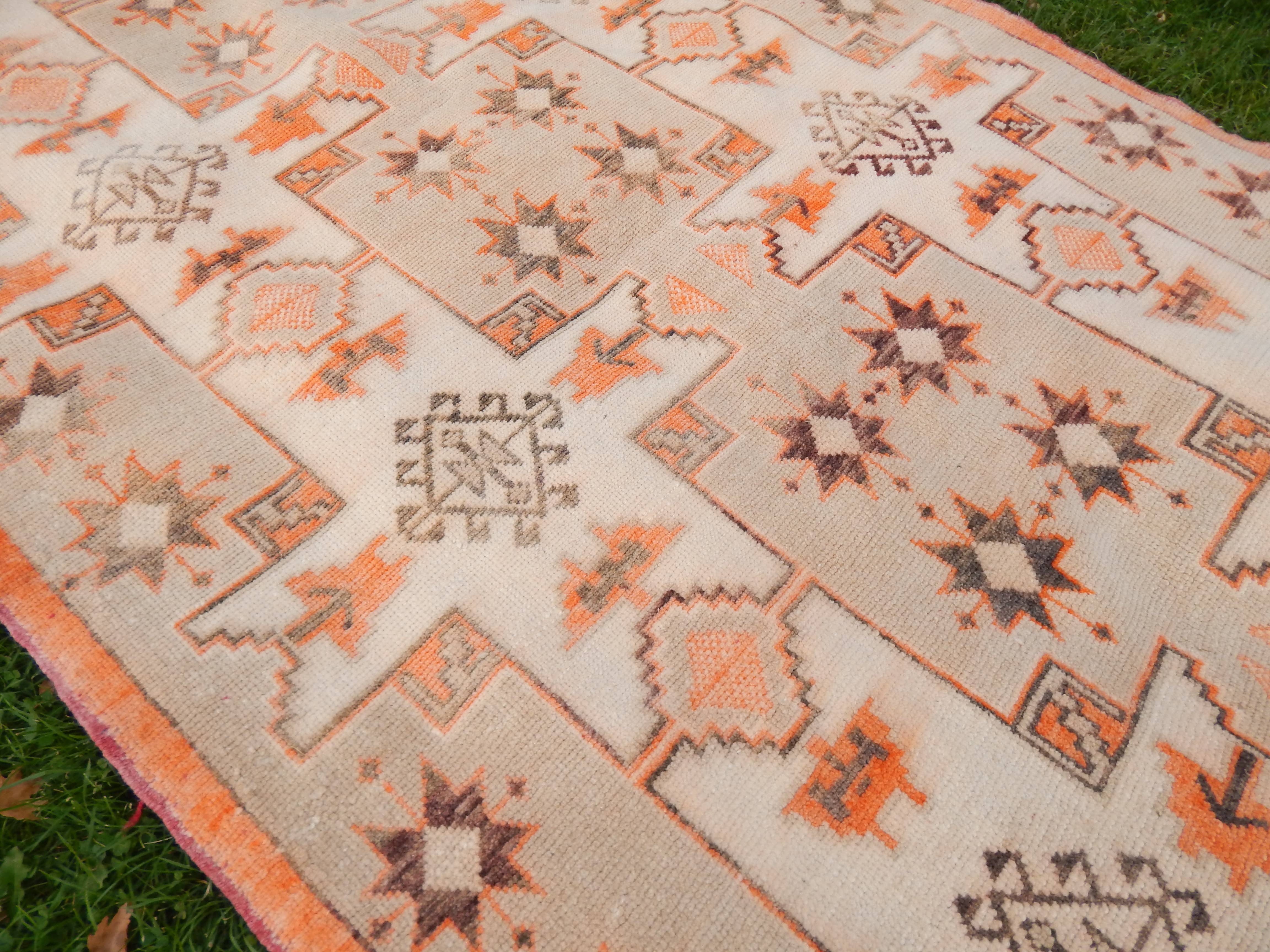 Vintage Turkish Tashpinar Oushak Rug 4'2'' x 8'6''
