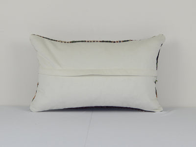 Organic Turkish Konya Kilim Pillow Cover - Oblong Tribal Cushion Cover - Ethnic House Decor 12" x 20"