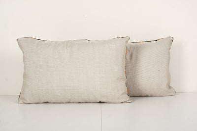 Set of Two Bronze Silk Ikat Velvet Lumbar Pillow Cover - Butterfly or HouseflyIkat Cushion - Animal Designer Couch Pillow Case 12" x 20"