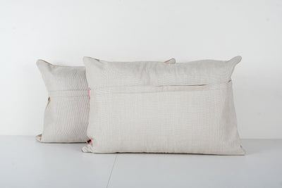 Turkish Kilim Pillow - Set of Two Decorative Handwoven Kilim Pillow, Pair Sofa Throw Pillow, Home Decor, Boho Aztec Pillow 16'' x 24''