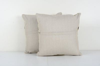 Organic Striped Kilim Pillow Case, Set of Two Turkish Cushion Pillow Cover 18'' x 18