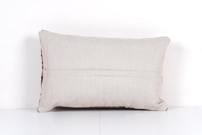 Vintage Turkish Kars Kilim Pillow Cover, Tribal Design Anatolian Cushion Cover, Old Pale Rug Lumbar Throw Pillow 15'' x 24''