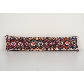 Turkish Pillow Cover, Geometrical Pillow Cover, Vintage Handmade, Bedding Kilim Pillows, Organic Bench Cushion Cover 10'' x 40''
