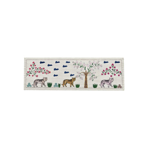 Tribal Suzani Textile Wall Art - Uzbekistan Tiger Embroidery, Tribal Decor 1'8'' x 4'9'' - front view