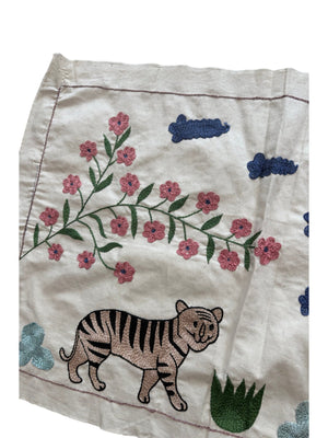 Tribal Suzani Textile Wall Art - Uzbekistan Tiger Embroidery, Tribal Decor 1'8'' x 4'9'' - detail 4