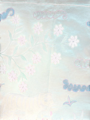 Tiger Motif Suzani Embroidered Wall Hanging - Boho Tashkent Embroidery 1'8'' x 4'8'' - detail 2