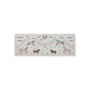 Boho Horse Suzani Runner - Bukhara Pictorial Embroidery 1'8'' x 4'9'' - front view