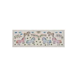 Decorative Suzani Wall Decor - Central Asian Horse Embroidery, Tribal Decor 1'8'' x 4'7'' - front view