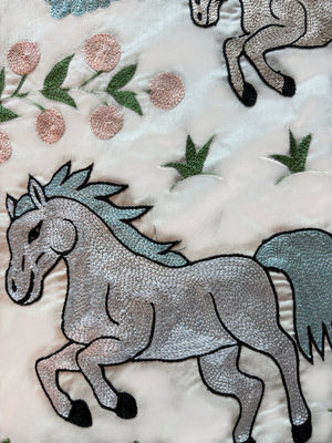 Decorative Suzani Wall Decor - Central Asian Horse Embroidery, Tribal Decor 1'8'' x 4'7'' - detail 6