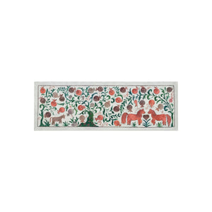 Hand-Embroidered Horse Suzani Wall Hanging - Bukhara Pictorial Textile 1'8'' x 4'7'' - front view