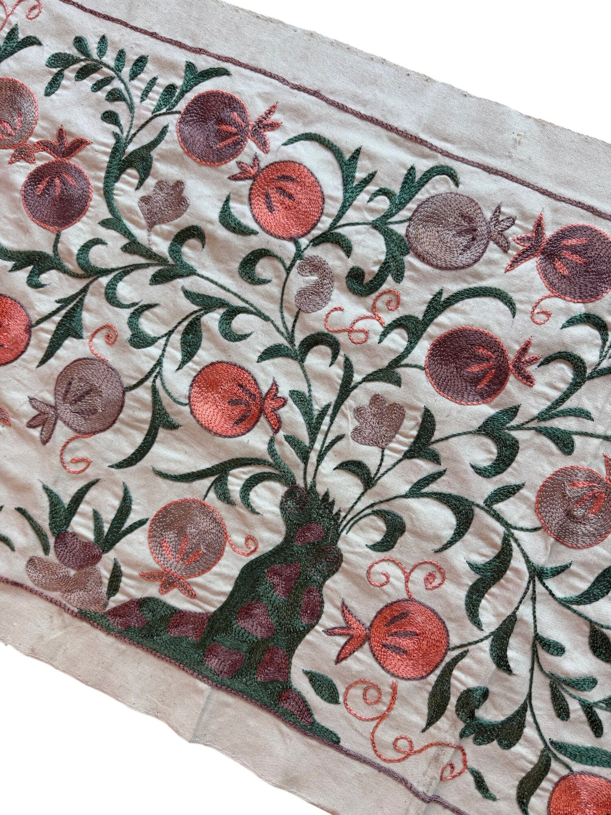 Hand-Embroidered Horse Suzani Wall Hanging - Bukhara Pictorial Textile 1'8'' x 4'7'' - detail 4