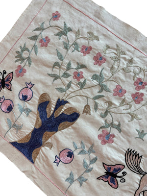 Artisan Suzani Embroidered Wall Hanging - Tashkent Winged Horse Embroidery, Tribal Decor 1'8'' x 4'7'' - detail 4
