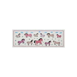 Handmade Uzbek Suzani Table Runner, Horse Embroidery, Cotton Tapestry 1'8'' x 4'8'' - front view