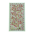 Bird Silk Suzani Embroidery Wall Decor - Boho Green Bukhara Embroidery 3'5'' x 6'3'' - front view