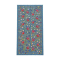 Pomegranate Silk Suzani Tribal Textile - Handmade Blue Tashkent Embroidery 3'2'' x 6'3'' - front view