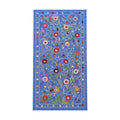 Pomegranate Motif Silk Suzani Textile Wall Art, Artisan Blue Uzbek Textile 3'4'' x 6'4'' - front view