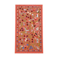 Red Silk Suzani Wall Tapestry - Artisan Bird Central Asian Textile 3'5'' x 6'3'' - front view