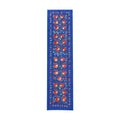 Pomegranate Silk Suzani Embroidered Wall Hanging - Handmade Blue Uzbek Embroidery 1'8'' x 6'5'' - front view