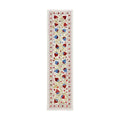 Embroidered Beige Silk Suzani Embroidered Wall Hanging, Pomegranate Embroidery 1'8'' x 6'4'' - front view