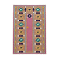 Prayer Niche Cotton Suzani Wall Hanging - Boho Vintage Pink Central Asian Embroidery 4'10'' x 7'5'' - front view