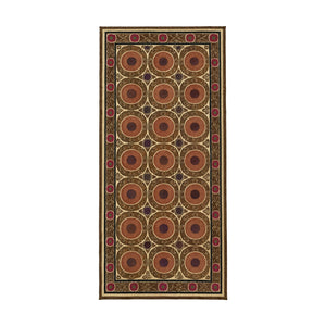 Vintage Embroidered Cotton Suzani Textile Wall Art - Brown Medallion Embroidery 7'3'' x 16'1'' - front view