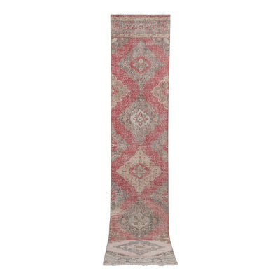 1960s Vintage Washed Turkish Oushak Rug 2'8'' X 13'3''