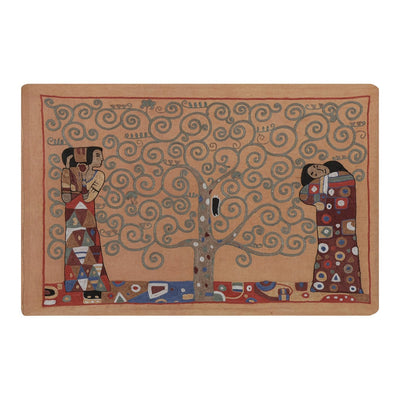 Vintage Folk Art Human Pictorial Suzani From Uzbekistan, Tree of Life Samarkand Suzani Tablecloth, Milky Brown Wall Decor 1'12'' x 2'9''